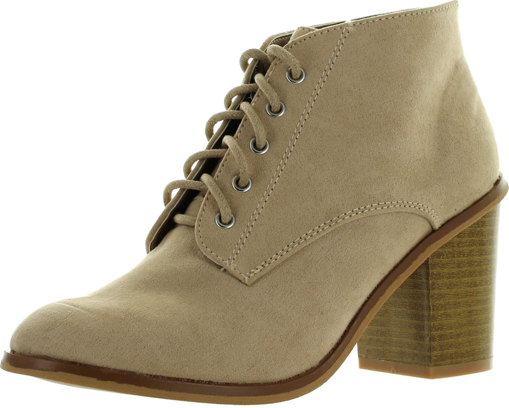 Qupid Varsity-01X Suede Lace Up Booties