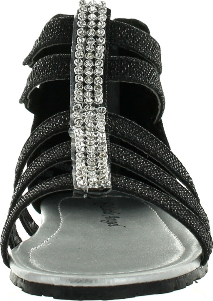 Little Angel Dani-822 Toddler's Strappy Rhinestone Back Zipper Flat Sandal Shoes
