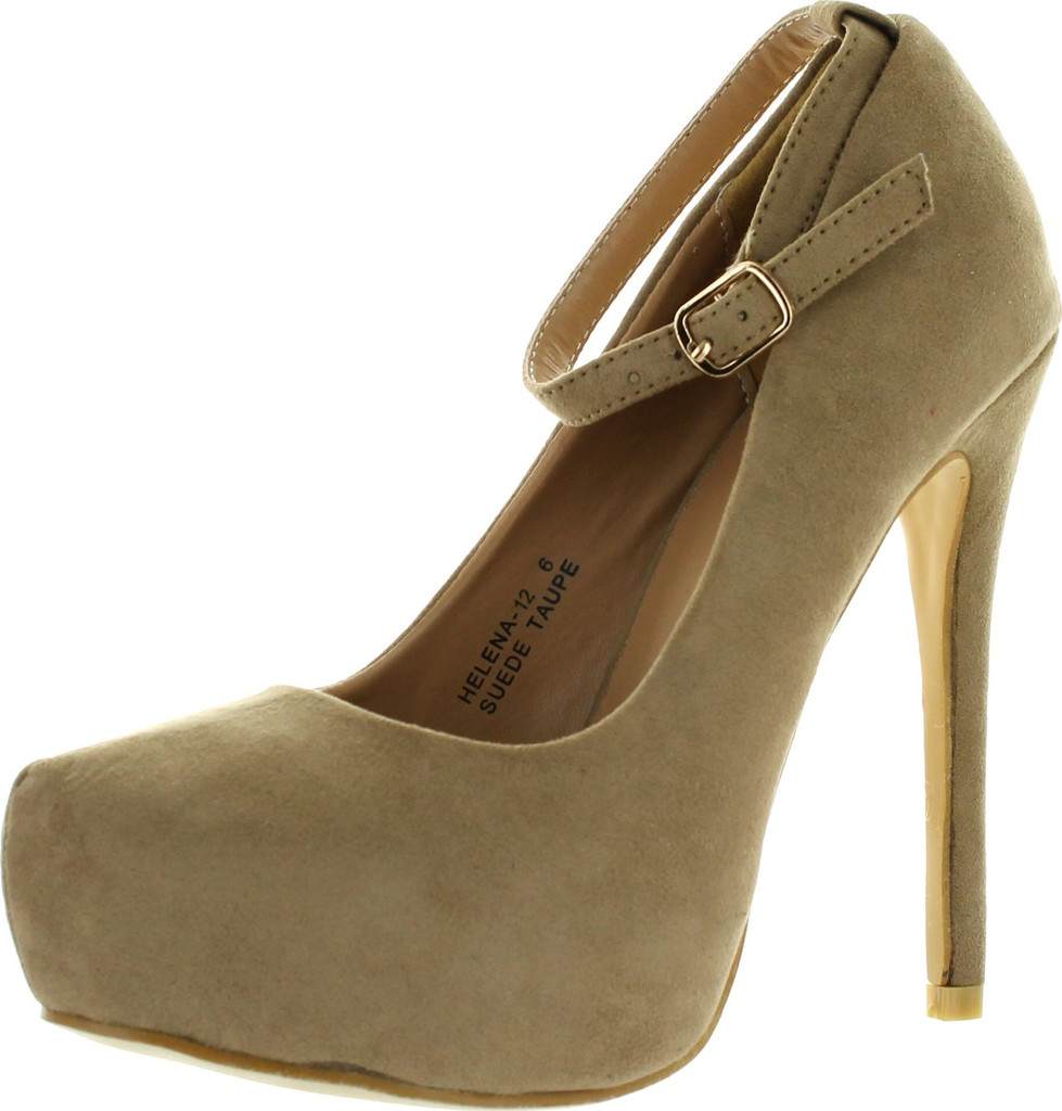 Bellamarie Helena-12 Women Ankle Strap Platform Pump Stiletto Party Dress Heel