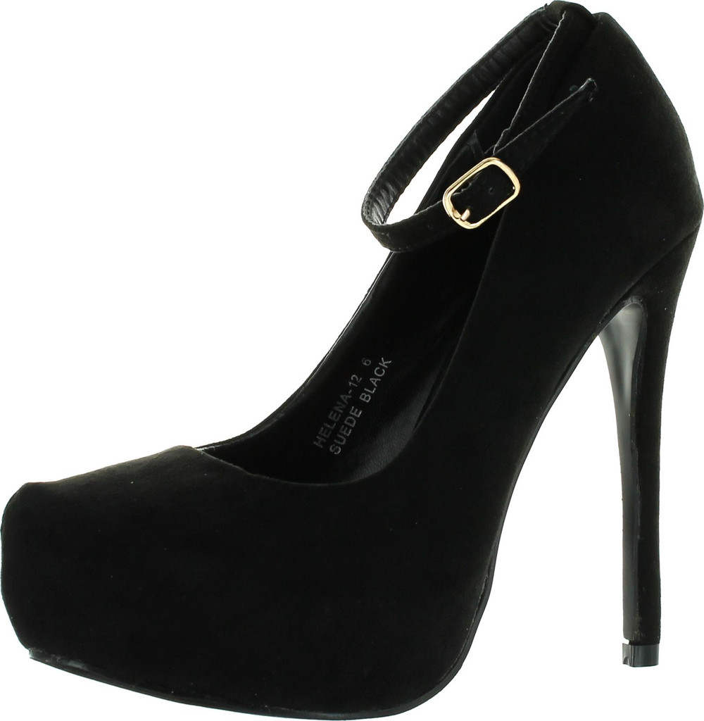 Bellamarie Helena-12 Women Ankle Strap Platform Pump Stiletto Party Dress Heel