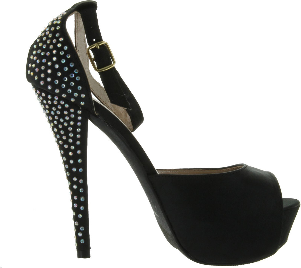 Qupid Chance-06 Jewel Rhinestone Platform High Heel Ankle Strap Party Sandal