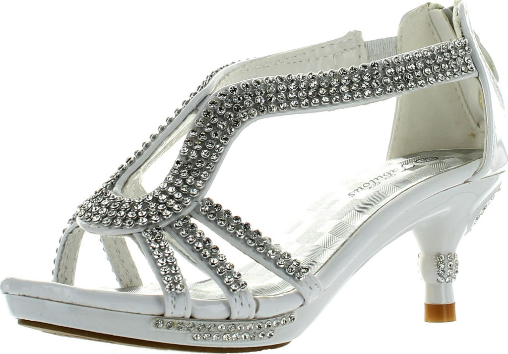 Forever Glamour-36K Little Girls Rhinestone Heel Platform Pageant Dress Sandals