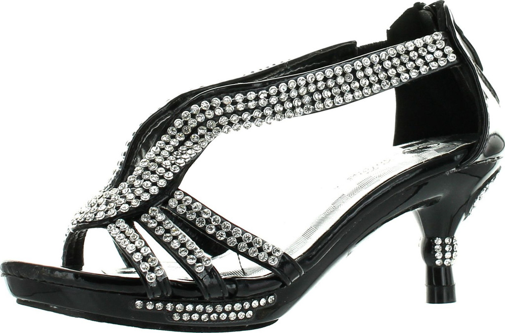 Forever Glamour-36K Little Girls Rhinestone Heel Platform Pageant Dress Sandals