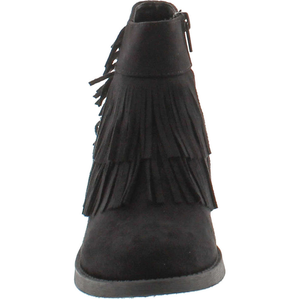 Soda Women's Flame Faux Suede Double Fringe Moccasin Ankle Boots