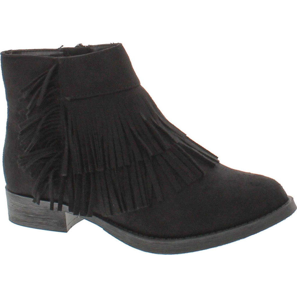 Soda Women's Flame Faux Suede Double Fringe Moccasin Ankle Boots