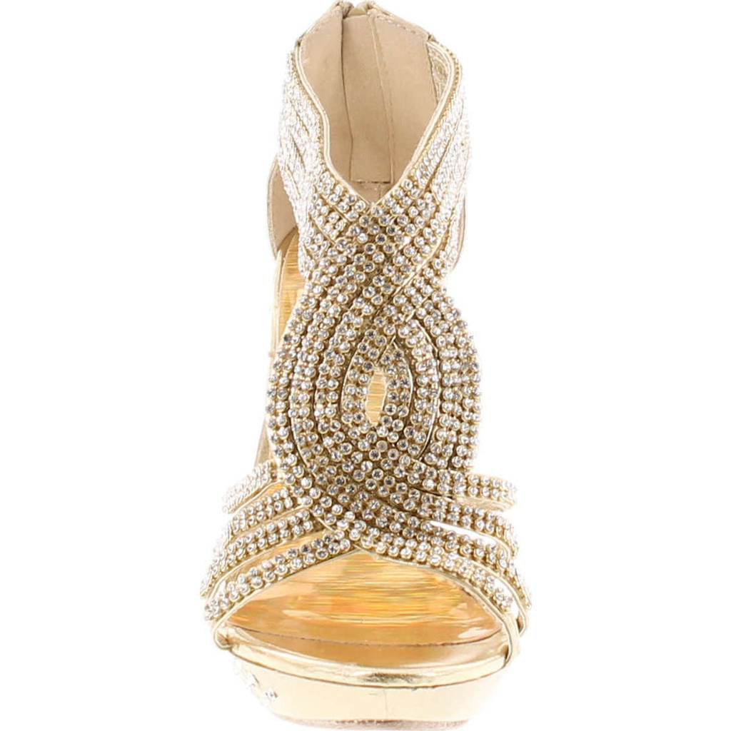 Delicacy 07 Womens Rhinestone Event Dress Sandals Gold