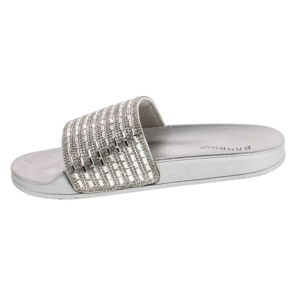 Static Footwear Womens Dazzling-01S Vibrance01 Open Toe Jeweled Rhinostone Slide Flip Flops Flat Sandal Slippers