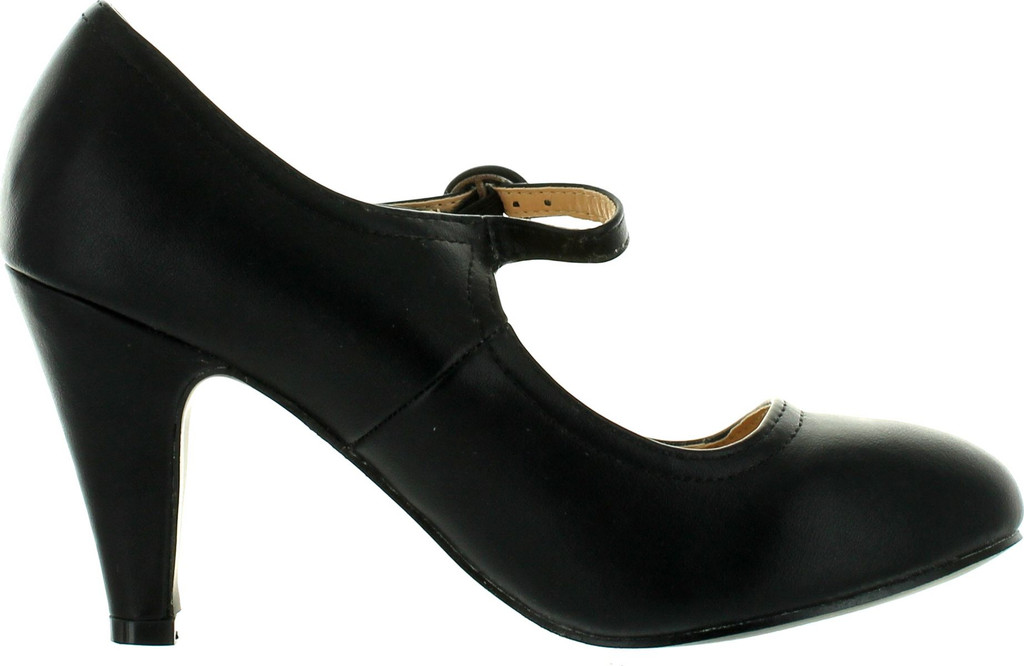 Static Footwear Kimmy-21 Women's Round Toe Pierced Mid Heel Mary Jane Style Dress Pumps