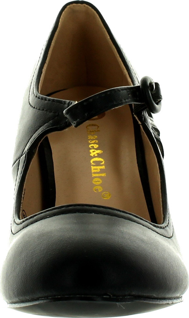 Static Footwear Kimmy-21 Women's Round Toe Pierced Mid Heel Mary Jane Style Dress Pumps