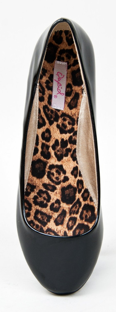 Qupid Thesis-92 Classic Round Toe Patent Slip On Basic Comfortable Flat Shoe