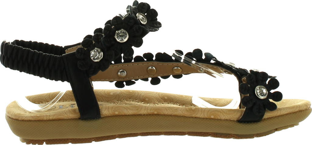 Link Calista68 Kids Petal Rhinestone Flower Ankle Strap Slingback Thong Sandals