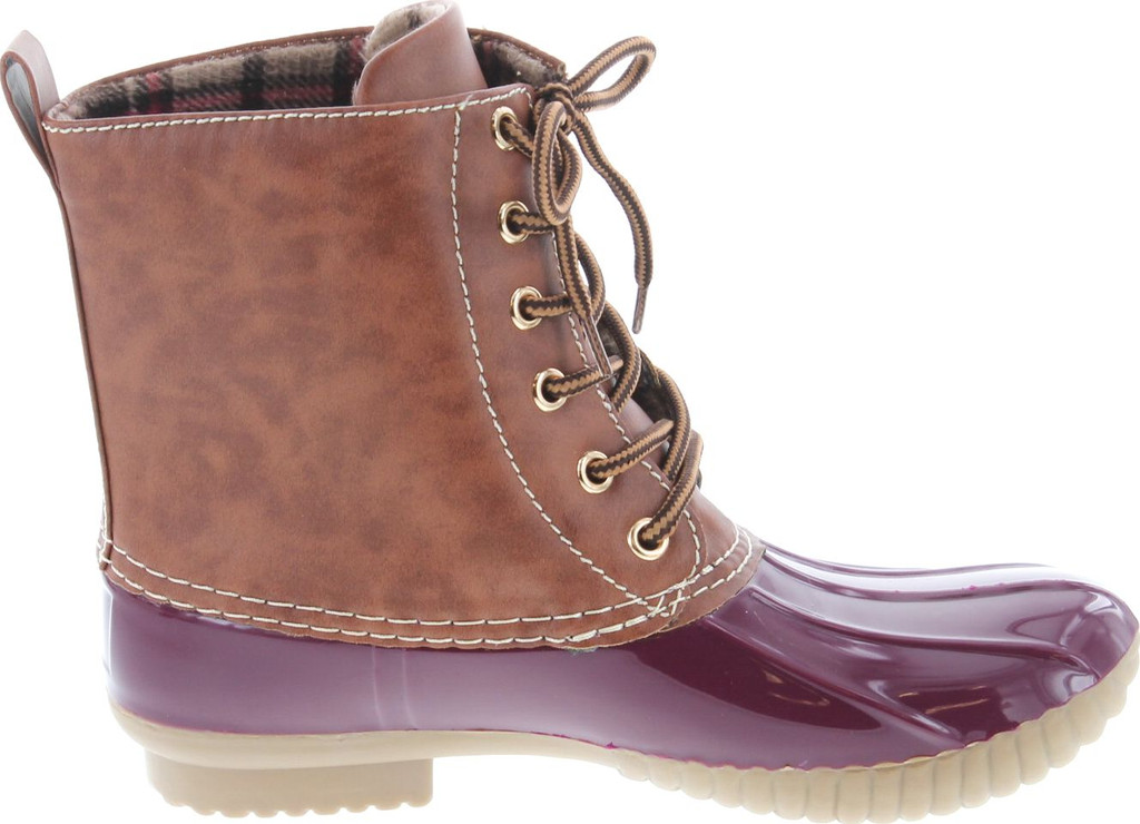 Axny Dylan Women's Lace Up Two Tone Combat Style Calf Rain Duck Boots