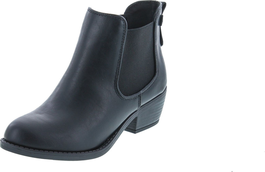 Soda Women's Chelsea Faux Leather Elastic Side Panel Ankle Boots
