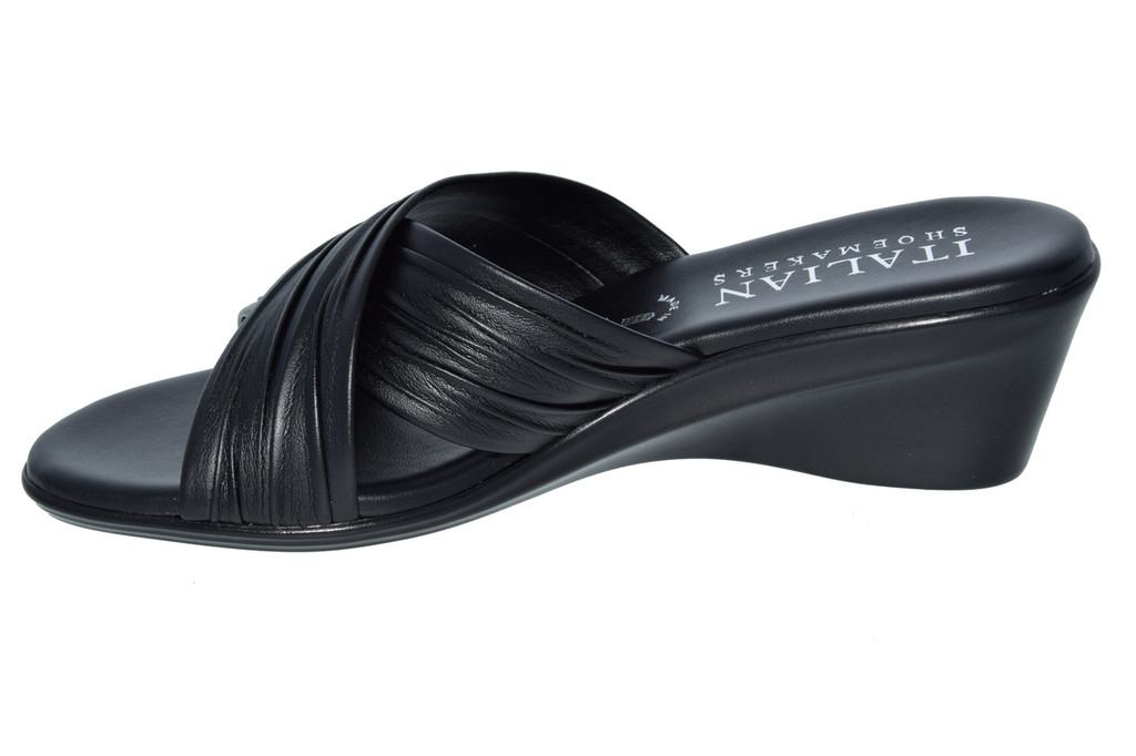 Italian Shoemakers Womens Kenny Criss Cross Fashion Wedge Sandals Made In Italy