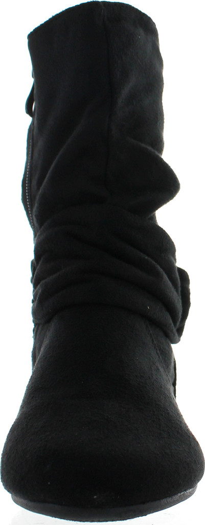 Static Footwear Selena-58 Women's Fashion Mid Calf Flat Heel Side Zipper Slouch Boots