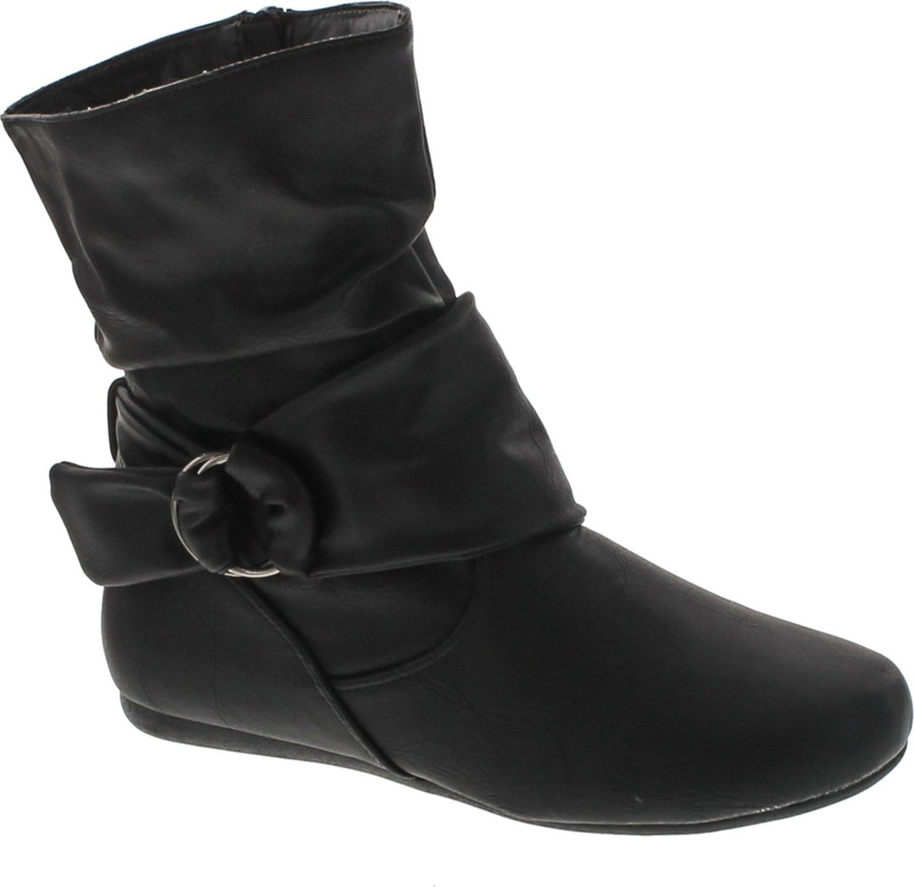 Static Footwear Selena-58 Women's Fashion Mid Calf Flat Heel Side Zipper Slouch Boots