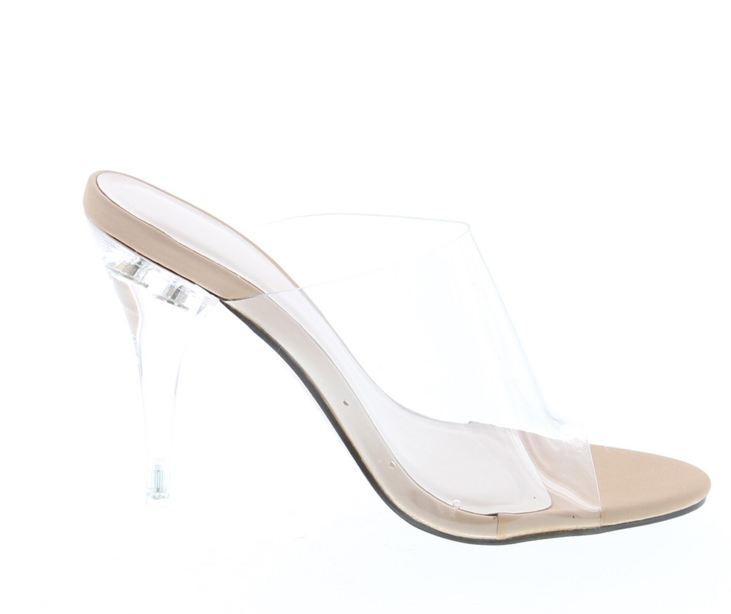 Static Footwear Women's Dressy Peep Toe Clear Transparent Strap Slip On Clear Heels