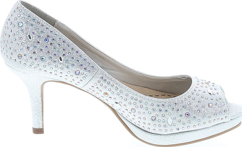 City Classified Frank Comfort Soft Foam Peep Toe Glitter Rhinestones, High Heel Dress Pump