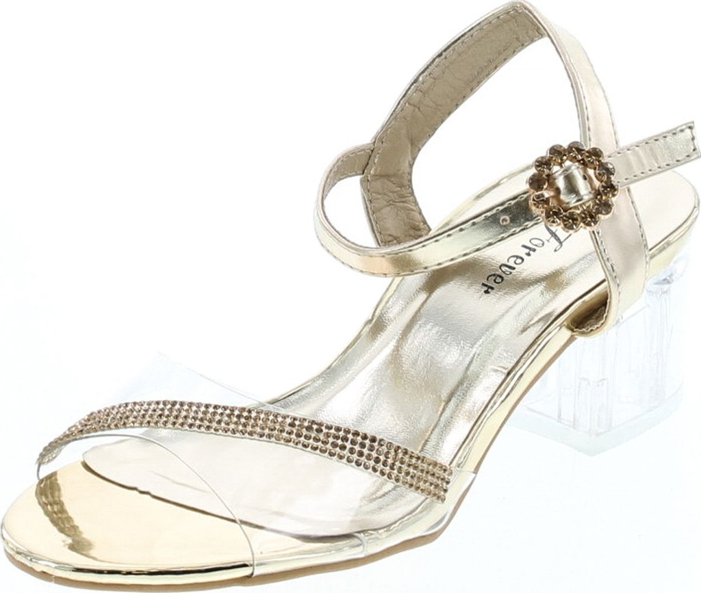 Forever Womens Sui-08 Lucite Clear Strappy Block Chunky High Heel Open Peep Toe Sandal