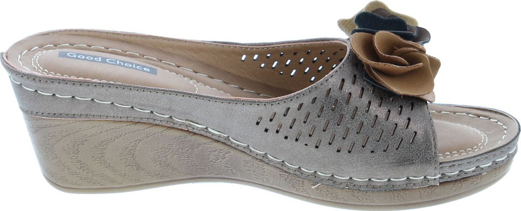 Gc Shoes Women's Sydney Rosette Slide Wedge Sandals