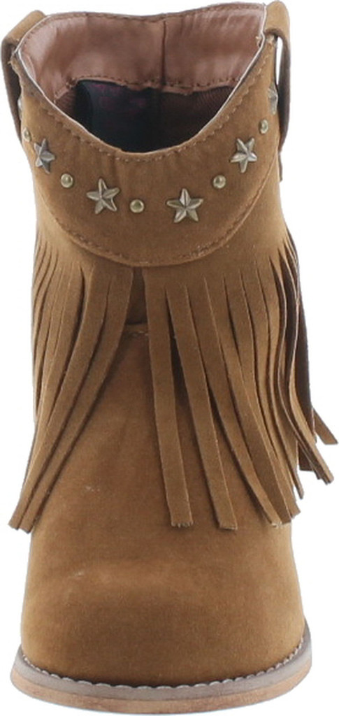 I Yokids Cece-65K Girl's Modern Studded Fringe Cowboy Chunky Ankle Bootie