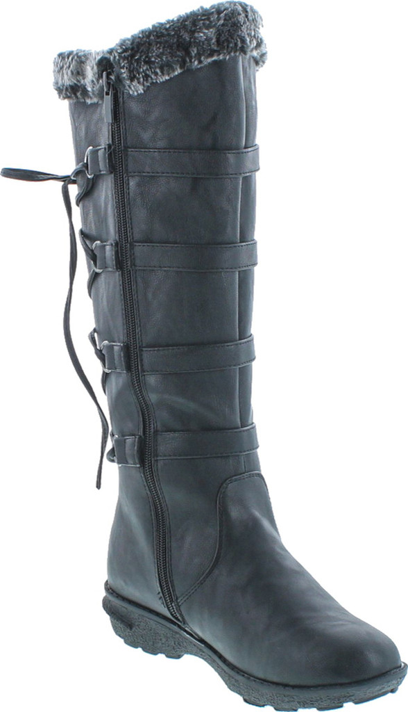 Forever Aura 42 Womens Back Lace Up Knee High Boots Winter Boots