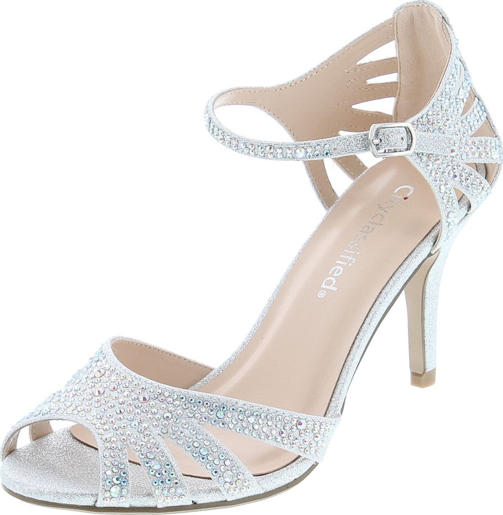 City Classified Reason Women's Strappy Open Toe Rhinestone Low Heel