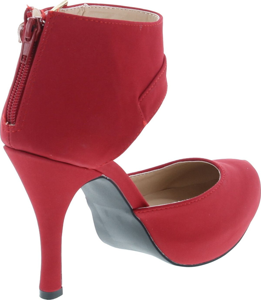 Qupid Trench-244 Women's Round Toe High Heel Zip Closure Buckle Ankle Straps Nubuck Shoes