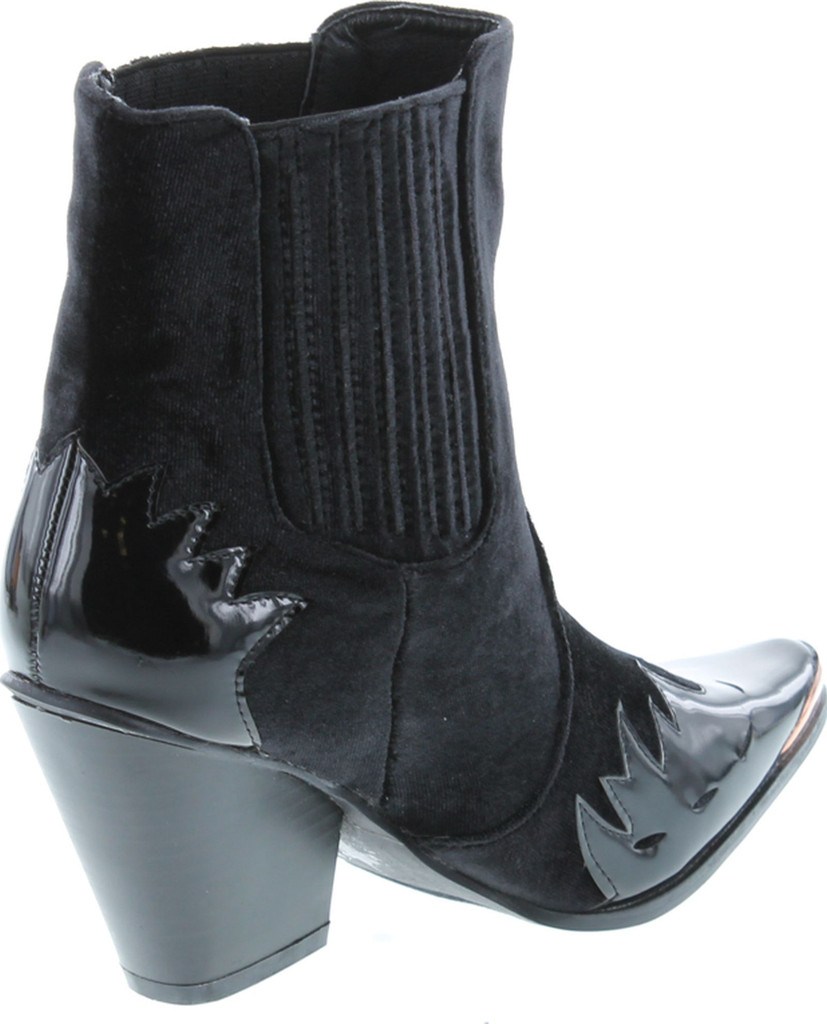 Cape Robbin Women Flame Pattern Cowboy Boot - Block Heel Western Boot - Chunky Heel Ankle Boot