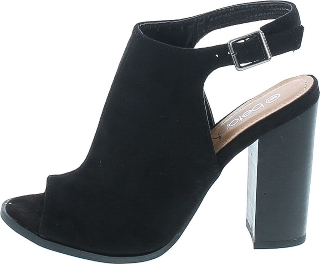 Betani Jillian-1A Women's Ankle Strap Cut Out Back Block Heel Ankle Booties