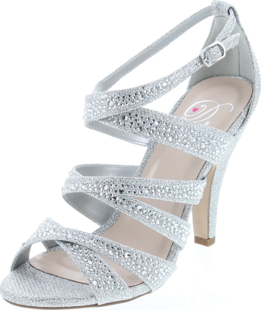 Delicious Women's Peep Toe Rhinestone Glitter Crossing Strap Dance Sandals