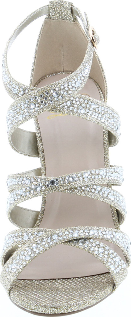 Delicious Women's Peep Toe Rhinestone Glitter Crossing Strap Dance Sandals