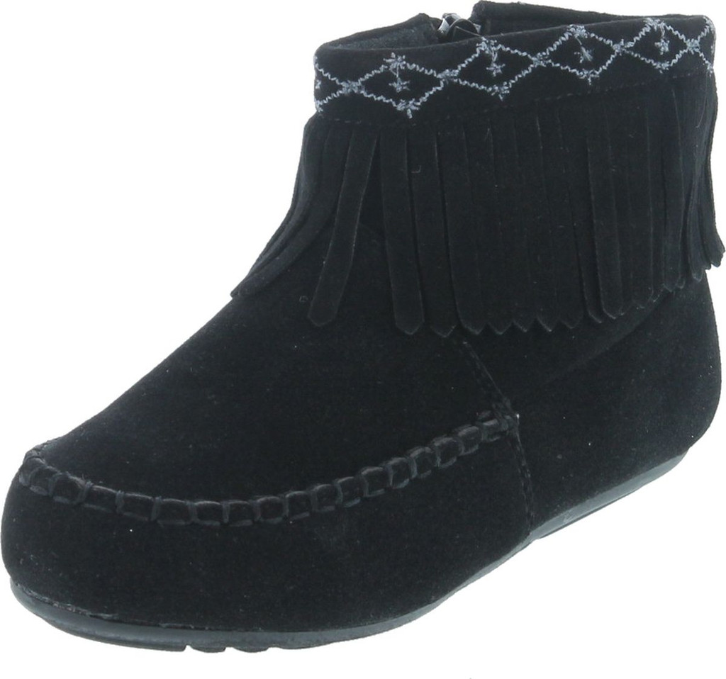 Betani Denise-5 Girl's Kids Embroidered Fringe Mocassin Low Heel Ankle Booties