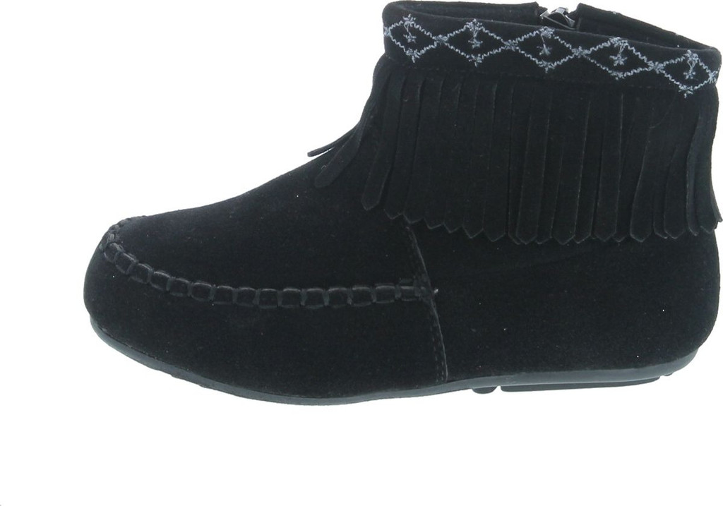 Betani Denise-5 Girl's Kids Embroidered Fringe Mocassin Low Heel Ankle Booties