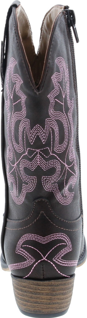 Betani Ebony Girl's Kids Western Embroidered Mid Calf Cowgirl Block Heel Boots