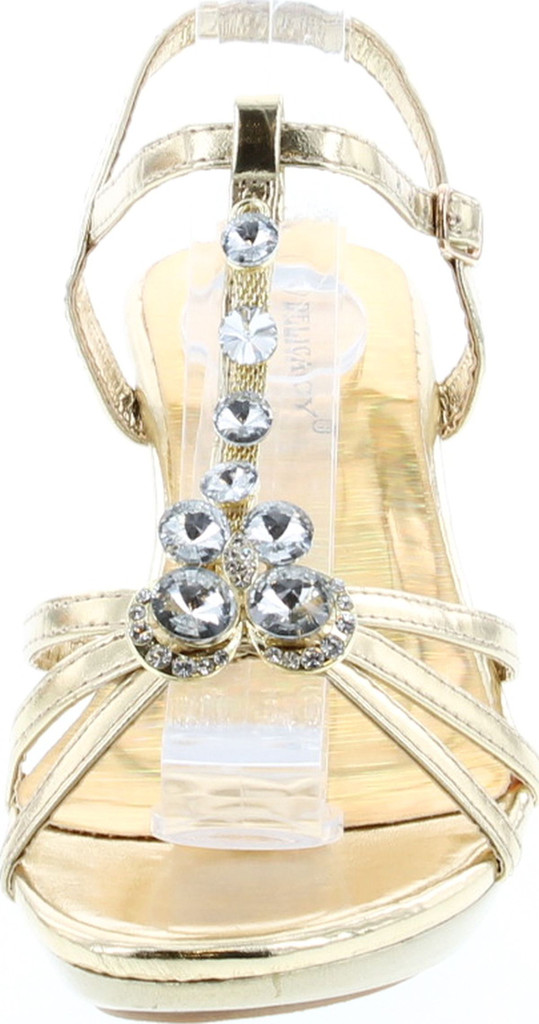 Delicacy Angel-62 Womens Strappy Rhinestone Dress Sandal Low Heel Shoes