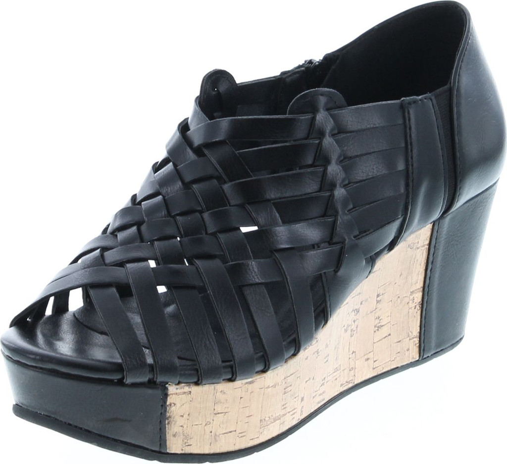 Pierre Dumas Women's Natural-1 Vegan Leather Criss Cross Strappy Wedge Platform Sandals