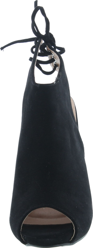 Chase & Chloe Marcy-1 Women's Back Lace Up Cut Out High Block Heel Ankle Booties