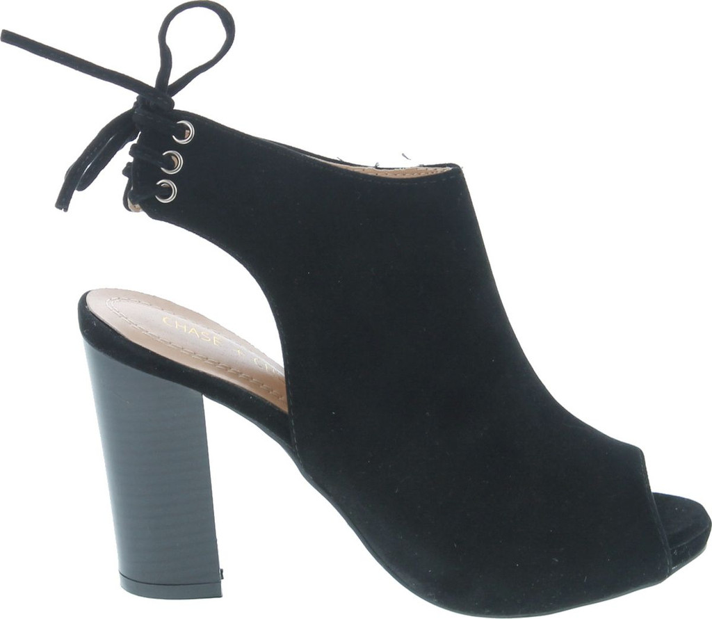 Chase & Chloe Marcy-1 Women's Back Lace Up Cut Out High Block Heel Ankle Booties