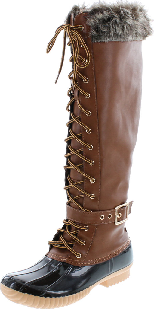 Nature Breeze Duck-10 Women's Knee High Lace Up Insulated Boots
