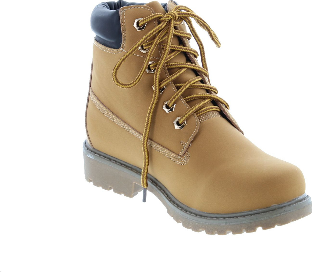 Nature Breeze Womens Terrain Leatherette Multi Color Padded Collar Hard Toe Boot - Wheat