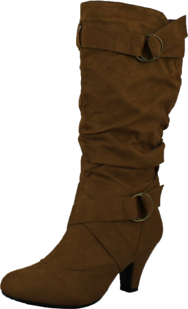 Forever Link Maggie-39 Women's Fashion Low Heel Zipper Slouchy Mid-Calf Boots Shoes