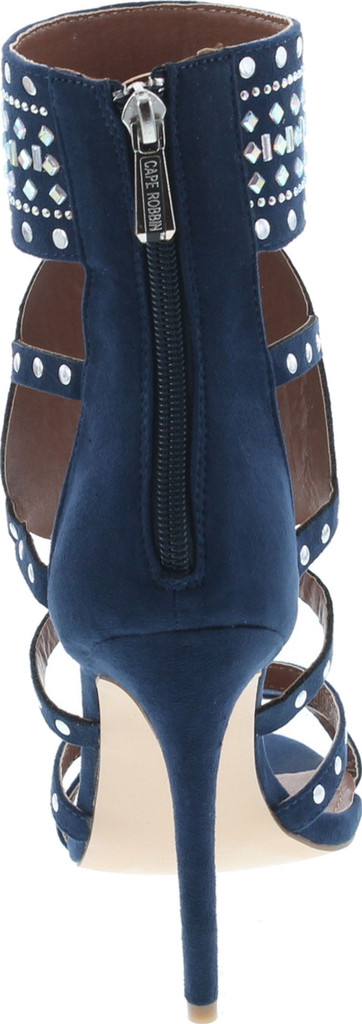 Cape Robbin Blaire-5 Womens Open Toe Strappy Cuff Stiletto High Heel Rhinestone Sandals