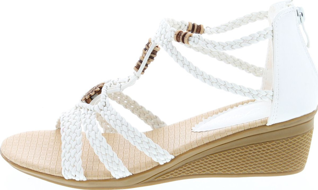 Forever Link Paramount-10 Women's Woven Beaded Floral Wedge