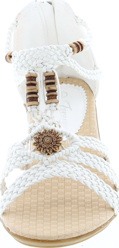 Forever Link Paramount-10 Women's Woven Beaded Floral Wedge