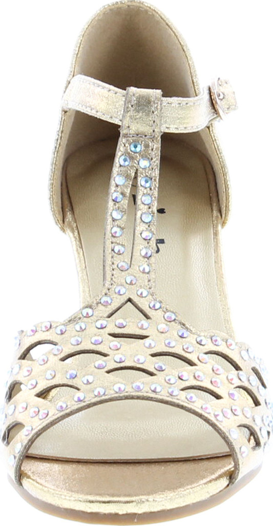 Blaze04 Kids Rhinestone Peep Toe Cut Out Ankle Strap Wedge Dress Sandal Shoes