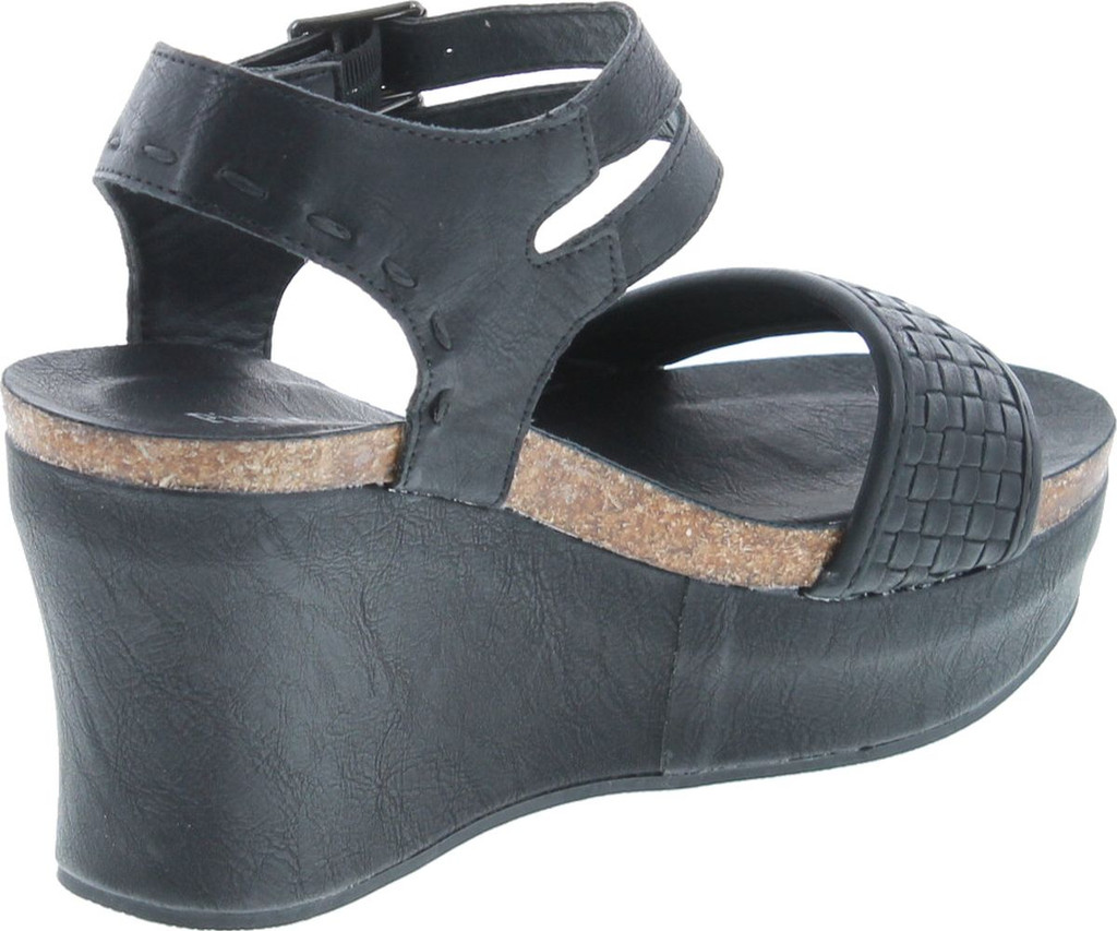 Pierre Dumas Hester-12 Women's Vegan Leather Double-Buckle Rounded-Toe Wedge Sandals