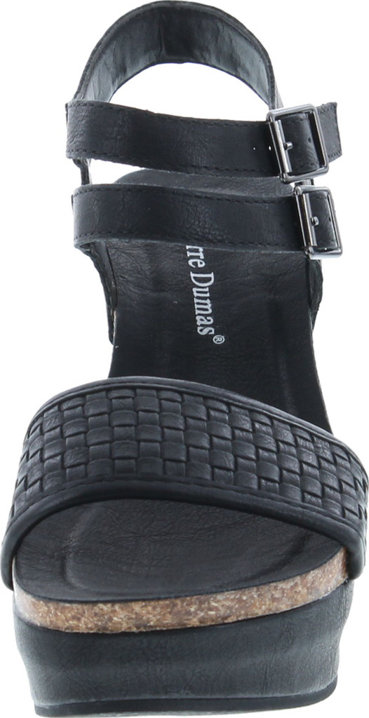 Pierre Dumas Hester-12 Women's Vegan Leather Double-Buckle Rounded-Toe Wedge Sandals