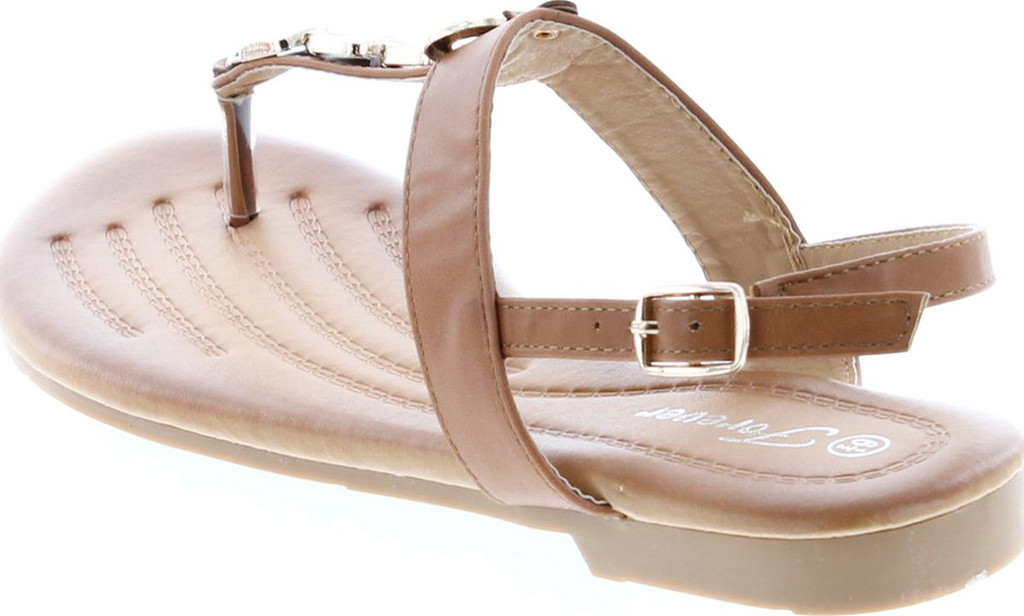 Forever Link Nia-22 Women's Embellished Beaded Metallic Chain Dress Thong Sandal