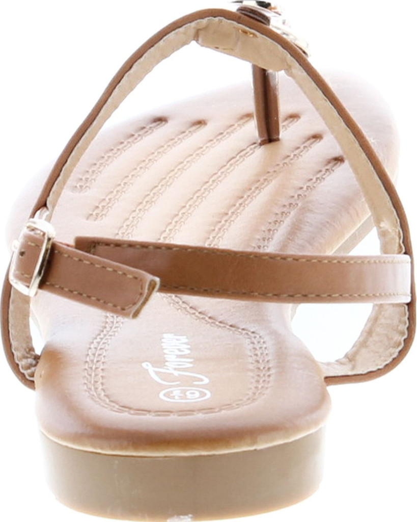 Forever Link Nia-22 Women's Embellished Beaded Metallic Chain Dress Thong Sandal